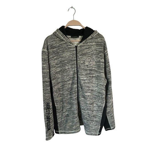 Harley Davidson Men's Gray Space Dye Long Sleeve Full Zip Hoodie Size XL‎